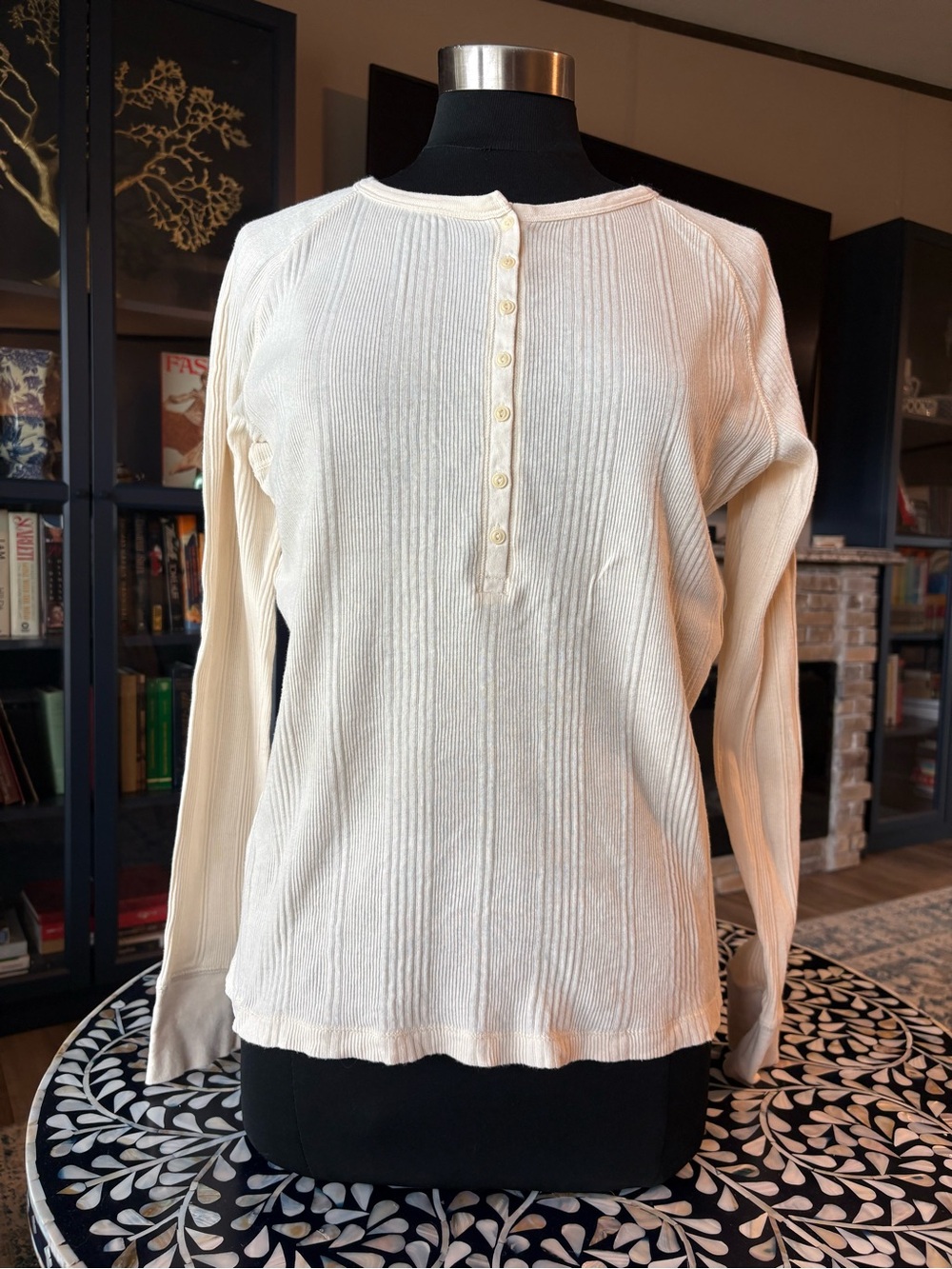 Ralph Lauren Cream Ribbed Long-Sleeve Henley